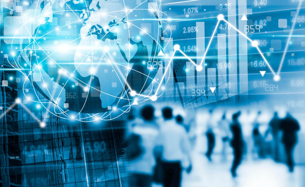 Stock market concept design of digital global business network c